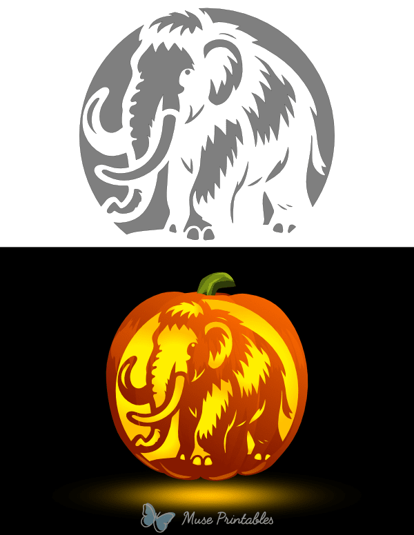 Cute Mammoth Pumpkin Stencil