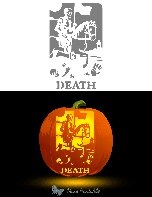 Death Tarot Card Pumpkin Stencil