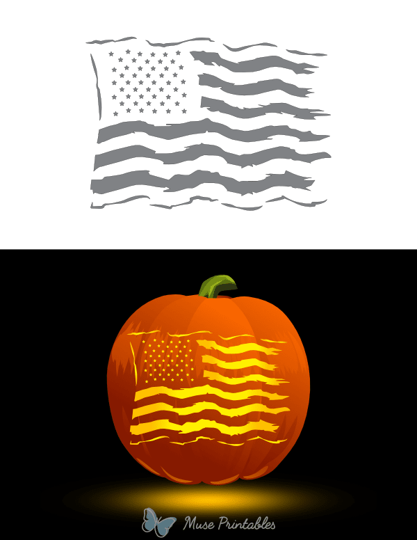Distressed American Flag Pumpkin Stencil