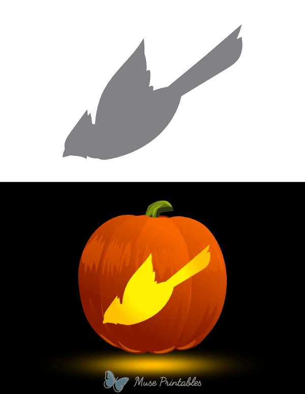Diving Cardinal Pumpkin Stencil