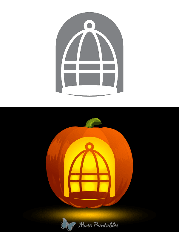 Easy Bird Cage Pumpkin Stencil