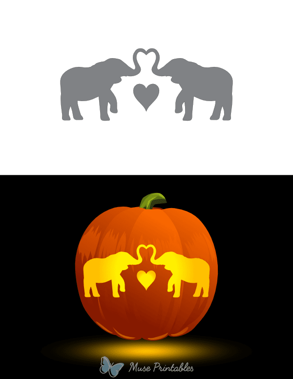 Elephants in Love Pumpkin Stencil