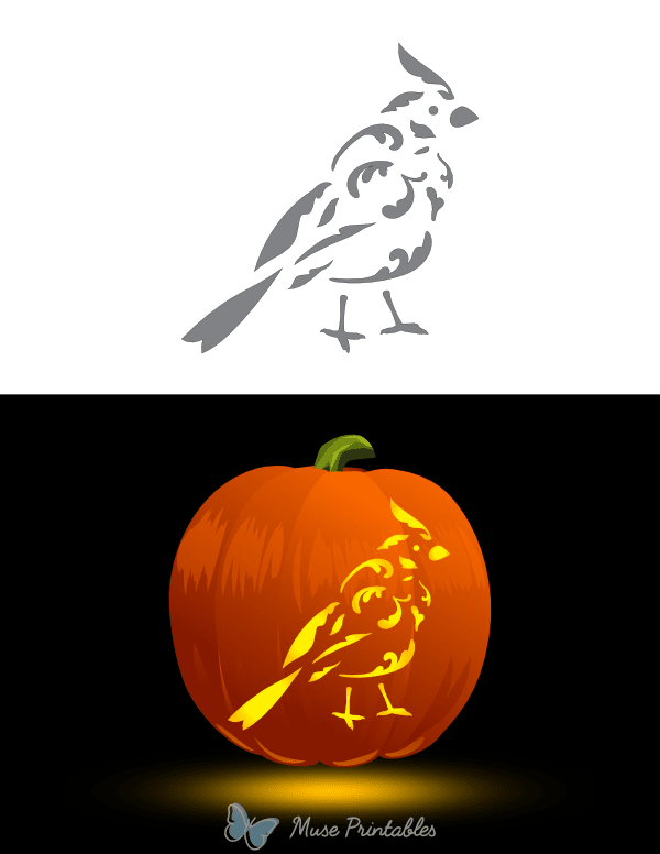 Filigree Pattern Cardinal Pumpkin Stencil