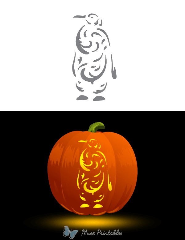 Filigree Penguin Pumpkin Stencil