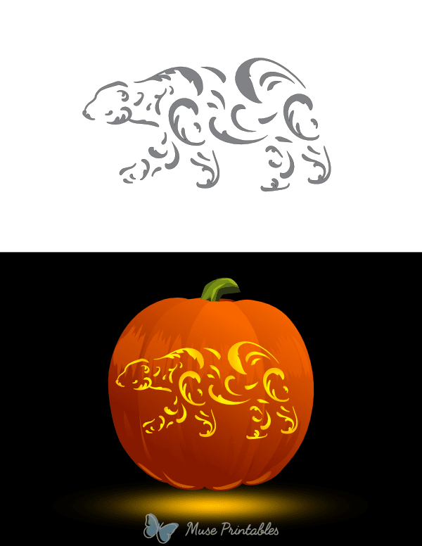 Filigree Style Polar Bear Pumpkin Stencil