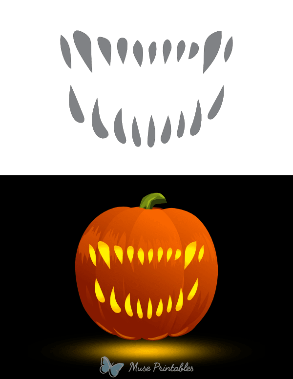 Frightening Teeth Pumpkin Stencil