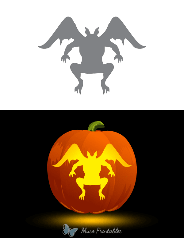 Gargoyle Silhouette Pumpkin Stencil