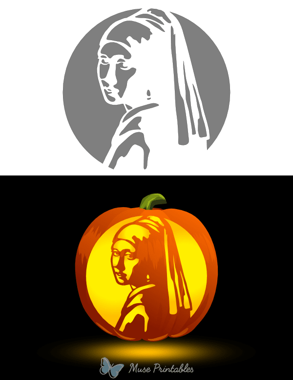 Girl With a Pearl Earring Pumpkin Stencil