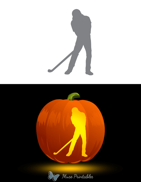 Golfer Swinging Pumpkin Stencil