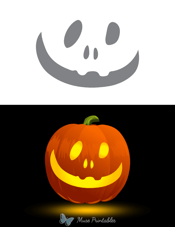 Goofy Grinning Face Pumpkin Stencil