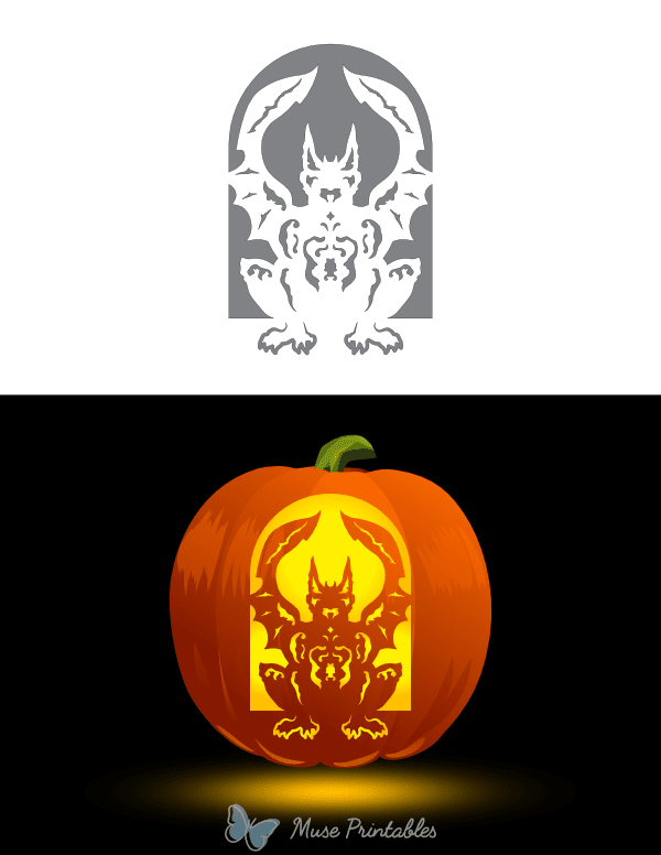 Gothic Gargoyle Pumpkin Stencil