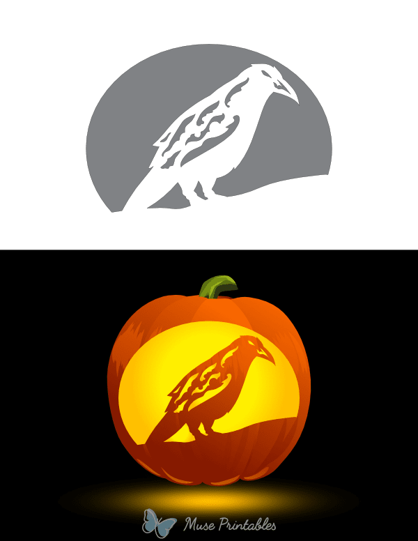 Gothic Raven Pumpkin Stencil