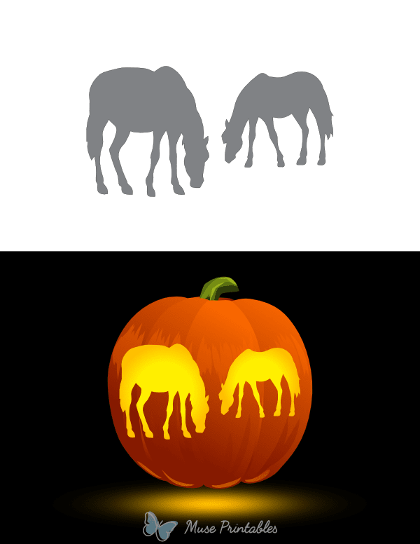 Grazing Horses Pumpkin Stencil