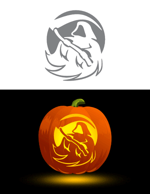 Grim Reaper and Full Moon Pumpkin Stencil