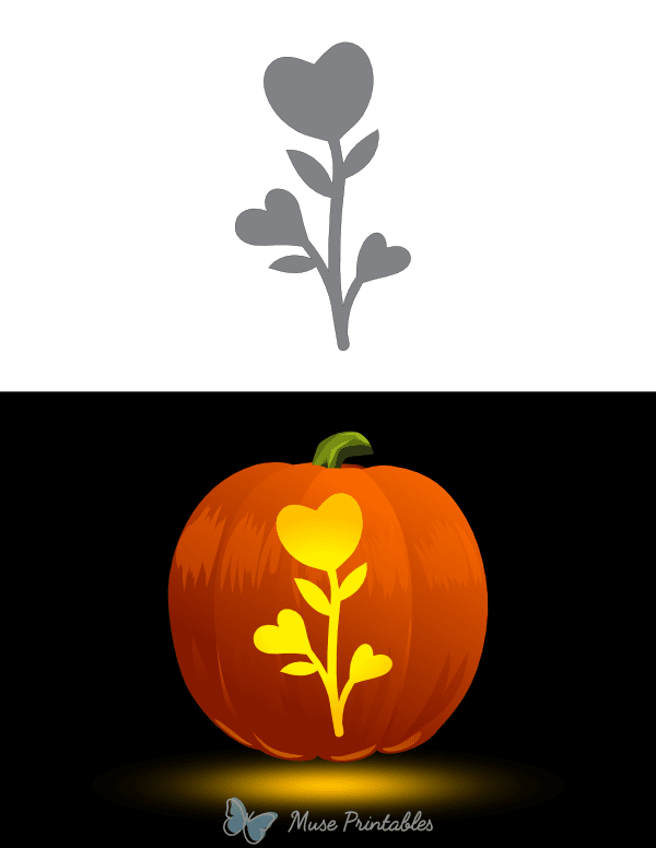 Heart Flower Pumpkin Stencil