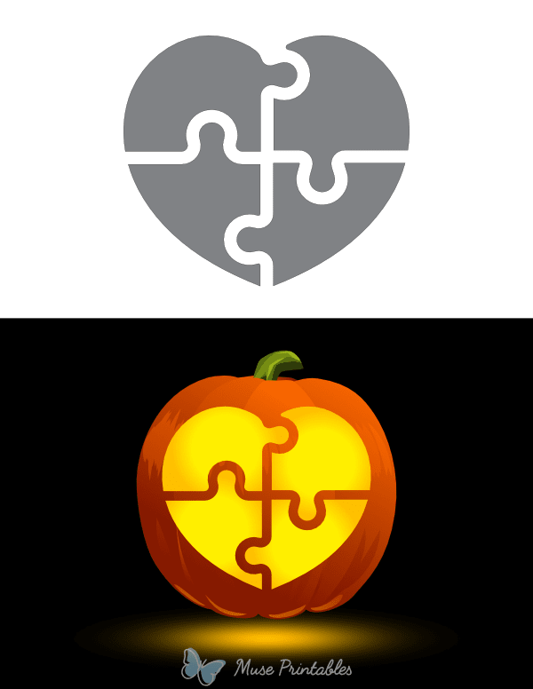 Heart Puzzle Pumpkin Stencil