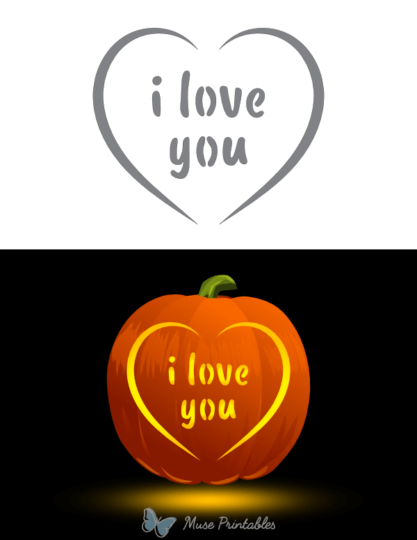 I Love You Heart Pumpkin Stencil