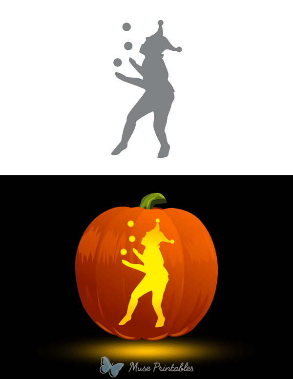 Juggling Jester Pumpkin Stencil