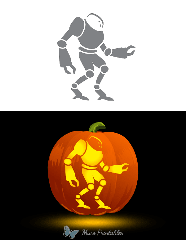 Large Robot Pumpkin Stencil