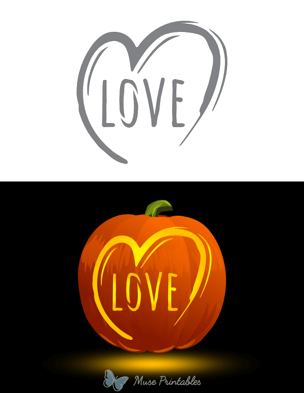 Love and Heart Pumpkin Stencil