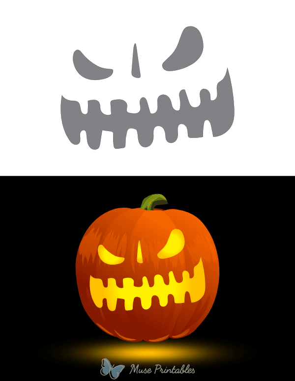 Mean Jack-o'-lantern Face Pumpkin Stencil