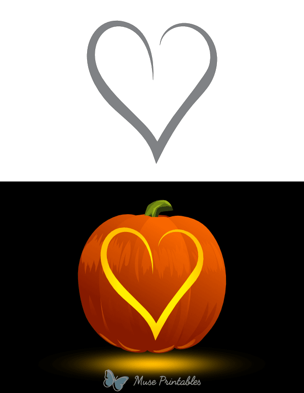 Open Heart Pumpkin Stencil