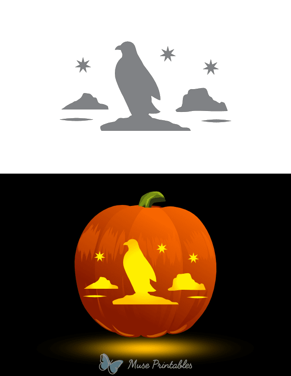 Penguin on Iceberg Pumpkin Stencil