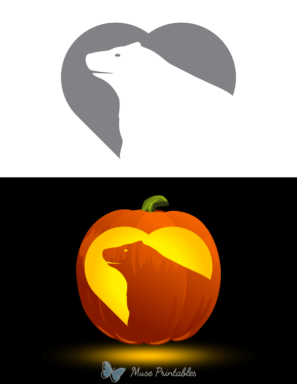 Polar Bear Heart Pumpkin Stencil