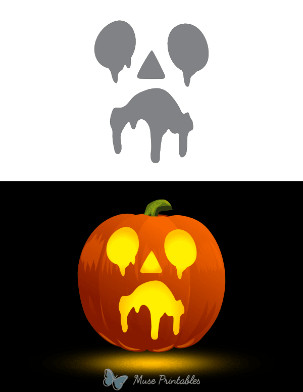 Sad Melting Jack-o'-lantern Face Pumpkin Stencil