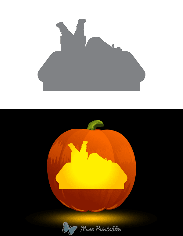 Santa Claus Going Down Chimney Pumpkin Stencil
