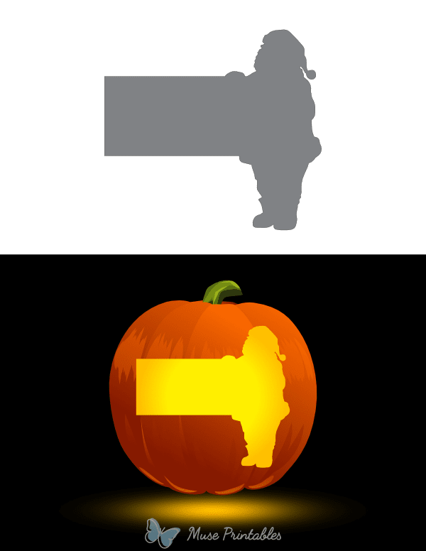Santa Claus Holding a Sign Pumpkin Stencil