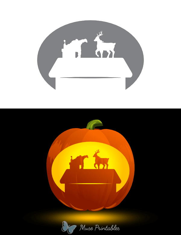 Santa Claus Peeking Down Chimney Pumpkin Stencil