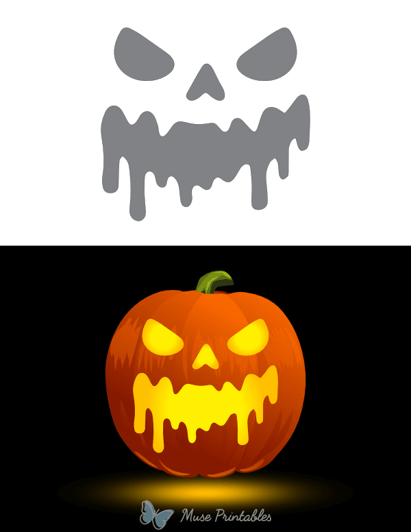Scary Melting Face Pumpkin Stencil