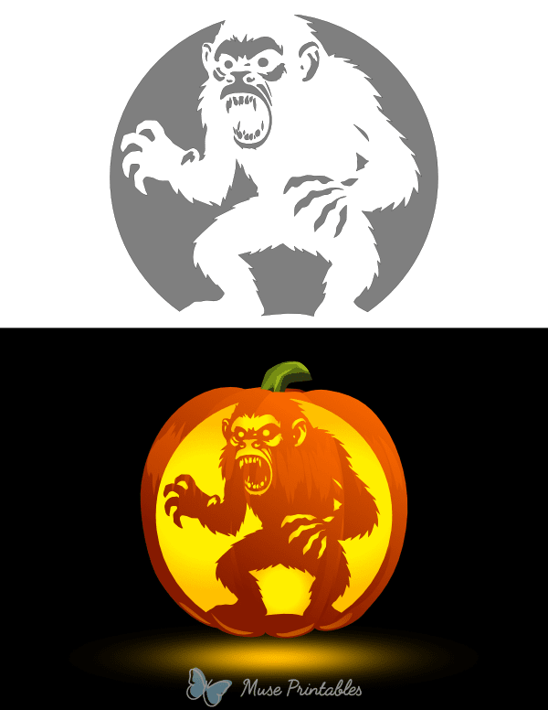 Scary Monkey Pumpkin Stencil