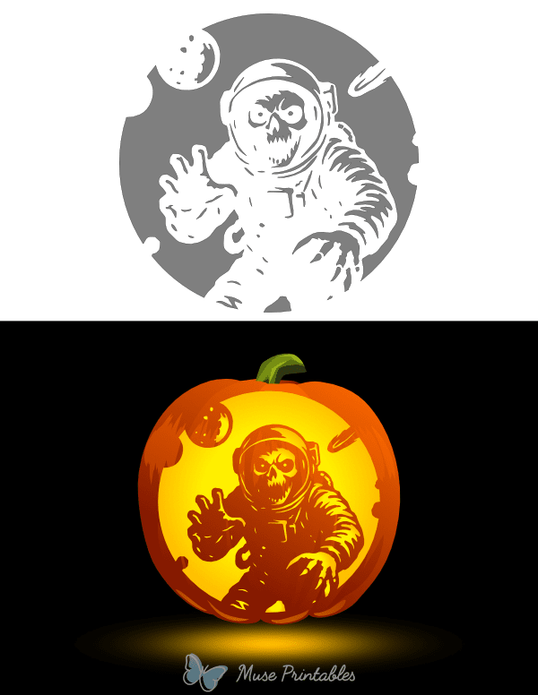 Scary Space Scene Pumpkin Stencil