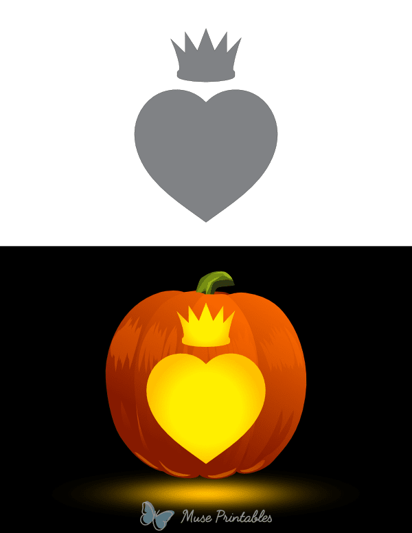 Simple Crowned Heart Pumpkin Stencil
