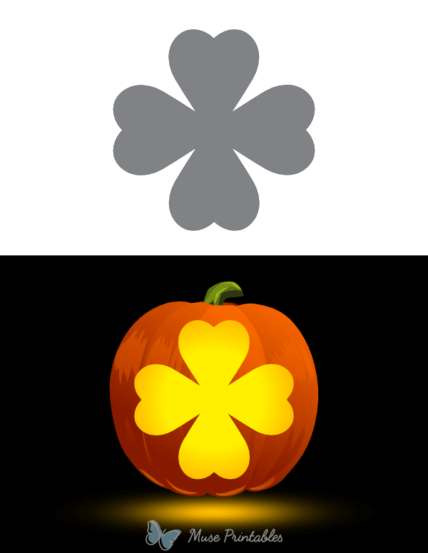 Simple Four Leaf Clover Pumpkin Stencil