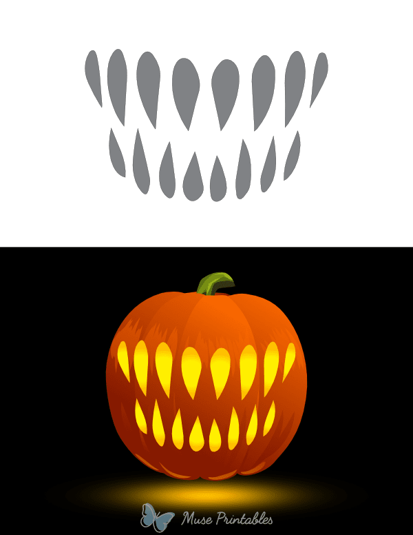 Simple Scary Teeth Pumpkin Stencil