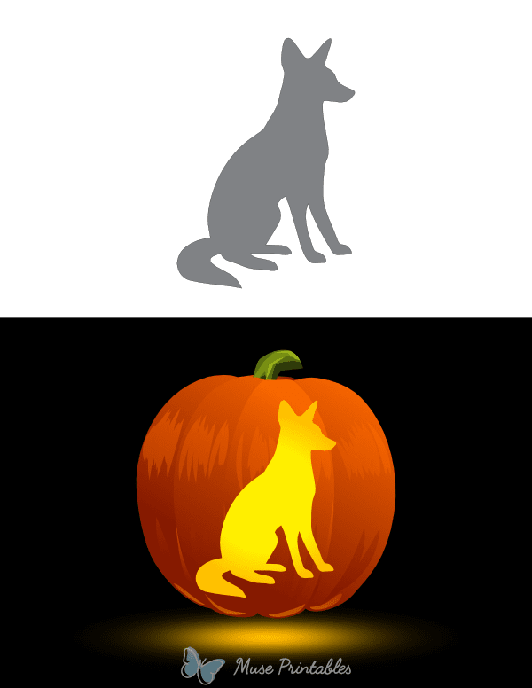 Sitting Jackal Pumpkin Stencil