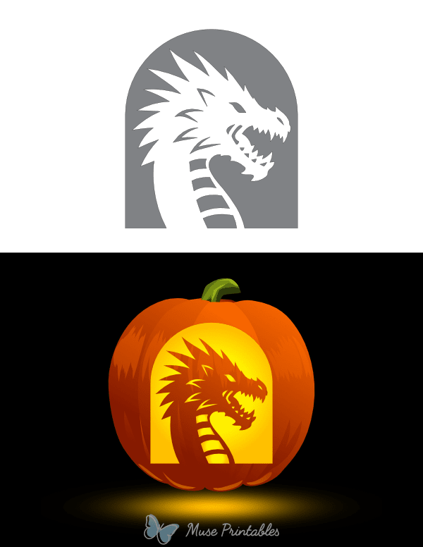 Spiky Dragon Head Pumpkin Stencil
