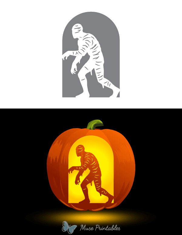 Spooky Mummy Pumpkin Stencil