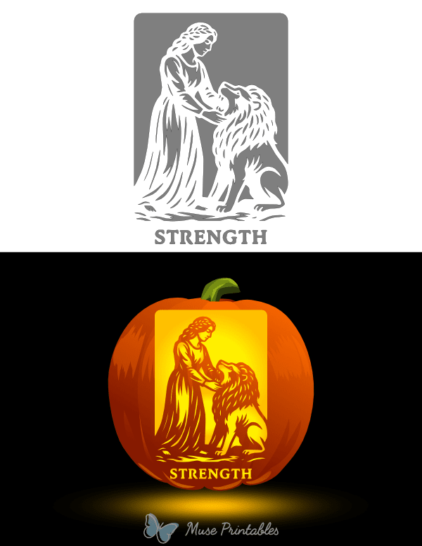 Strength Tarot Card Pumpkin Stencil