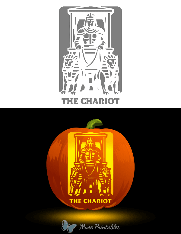 The Chariot Tarot Card Pumpkin Stencil