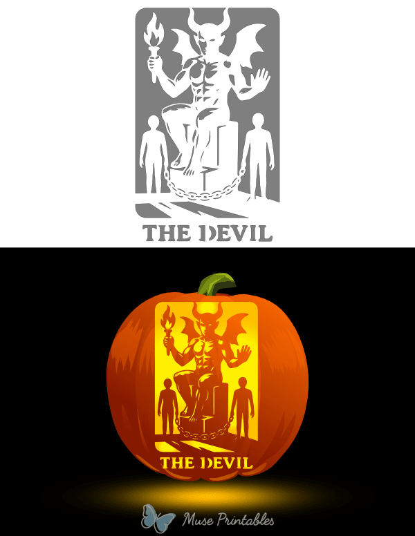 The Devil Tarot Card Pumpkin Stencil