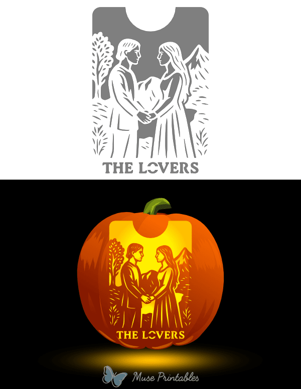The Lovers Tarot Card Pumpkin Stencil