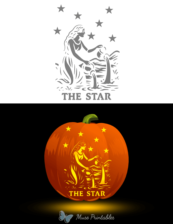 The Star Tarot Card Pumpkin Stencil