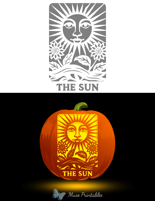 The Sun Tarot Card Pumpkin Stencil