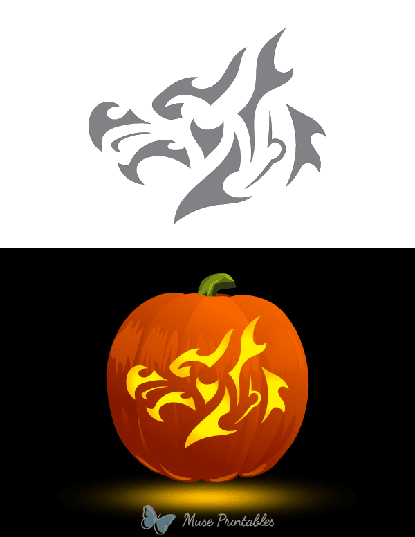 Tribal Pattern Dragon Head Pumpkin Stencil