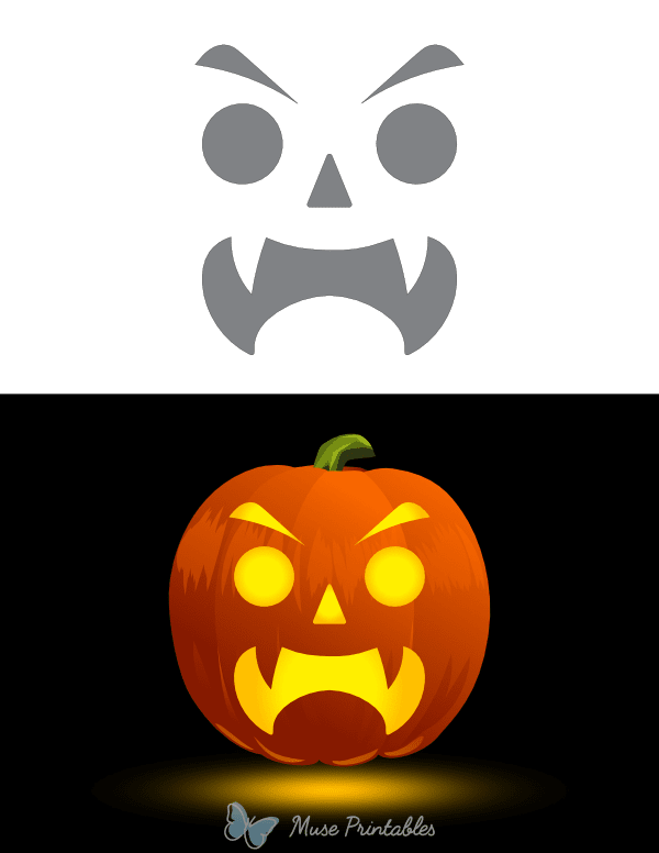 Vampire Face With Eyebrows Pumpkin Stencil