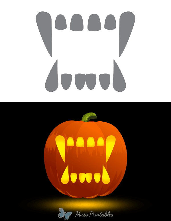 Vampire Fangs Pumpkin Stencil